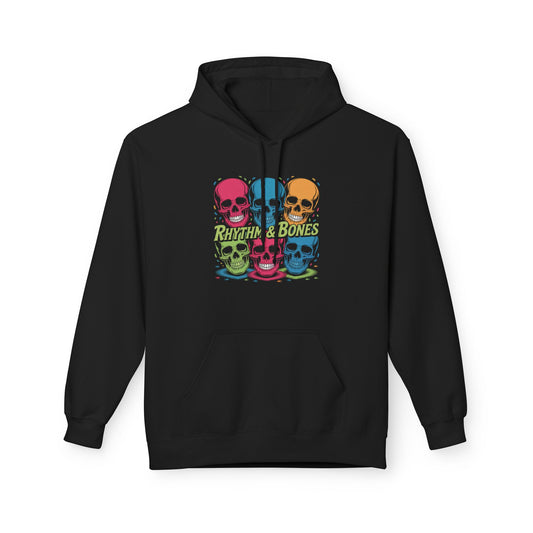 Colorful Skull Hoodie - Unisex Midweight Fleece, Halloween, Festival Wear, Music Lover Gift, Casual Streetwear