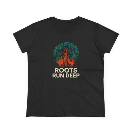 Roots Run Deep Women's Midweight Cotton Tee, Nature Lover Shirt, Gift for Her, Outdoorsy Style, Casual Everyday Wear