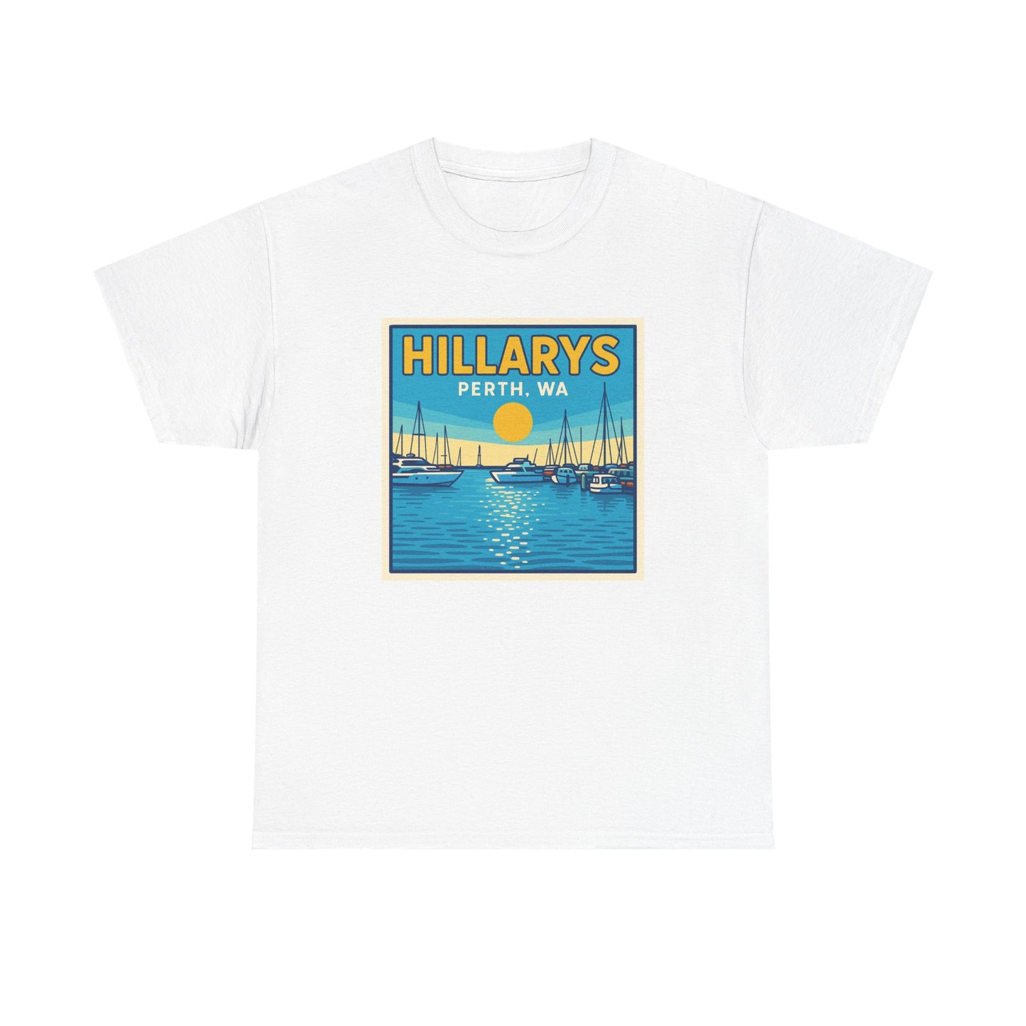 Retro Perth Harbour Unisex Heavy Cotton Tee, Summer Vibes, Beachwear, Travel Gift, Casual Style, Graphic Tee