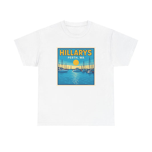 Retro Perth Harbour Unisex Heavy Cotton Tee, Summer Vibes, Beachwear, Travel Gift, Casual Style, Graphic Tee