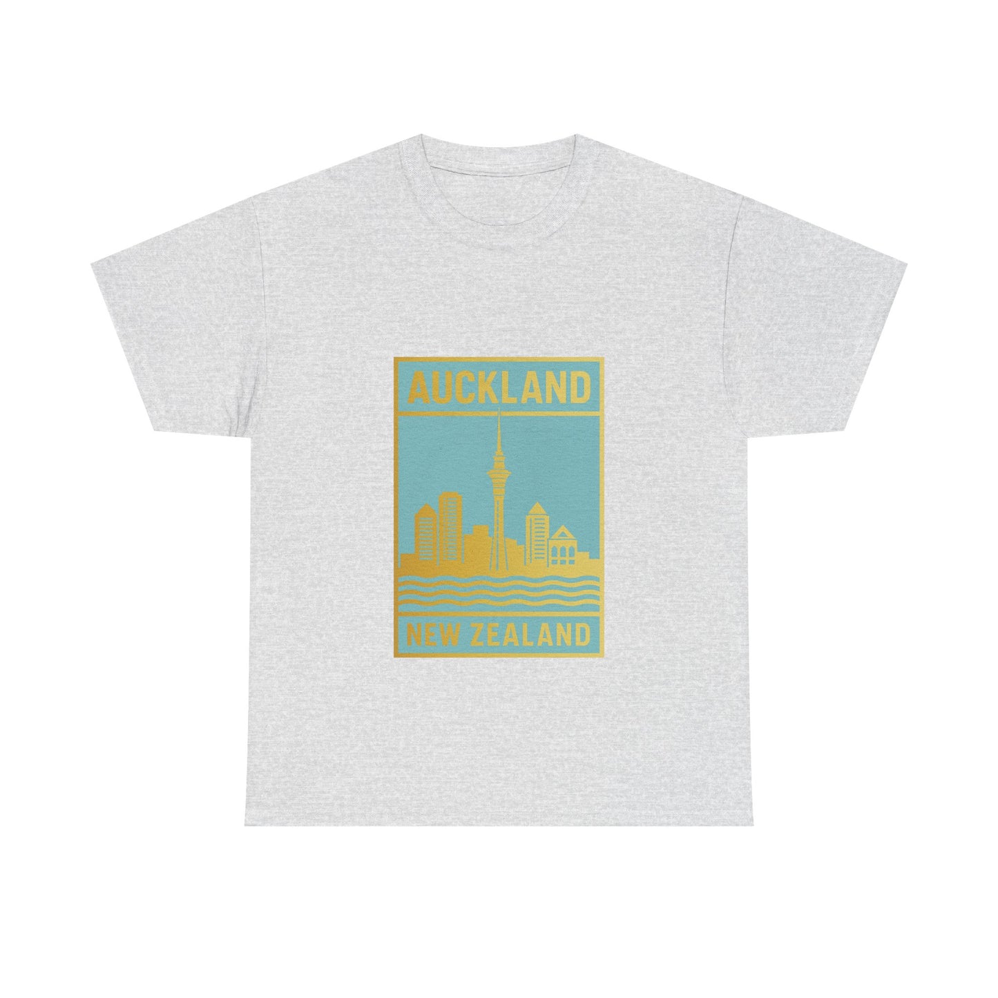 Auckland Skyline Unisex Heavy Cotton Tee - New Zealand Souvenir Travel Shirt