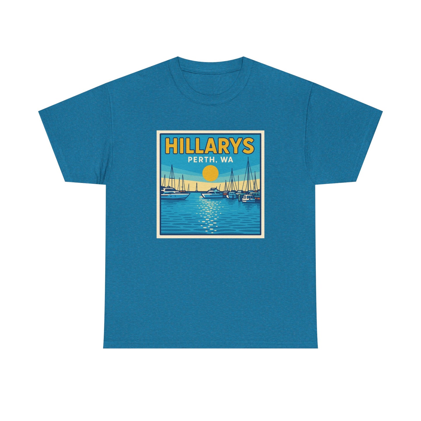 Retro Perth Harbour Unisex Heavy Cotton Tee, Summer Vibes, Beachwear, Travel Gift, Casual Style, Graphic Tee
