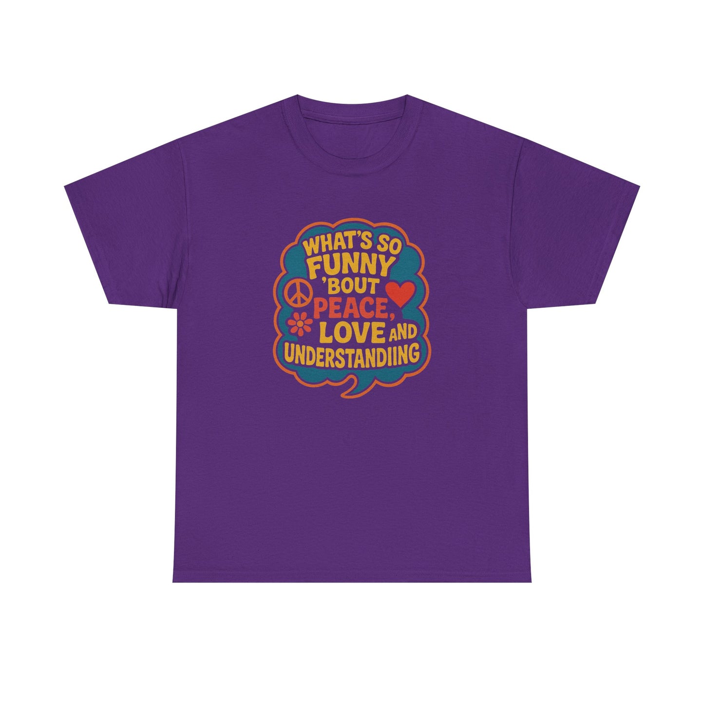 Funny Peace and Love Tee, Unisex Heavy Cotton T-Shirt, Gift for Music Lovers, Casual Wear, Summer Festival Shirt, Great for Gifts