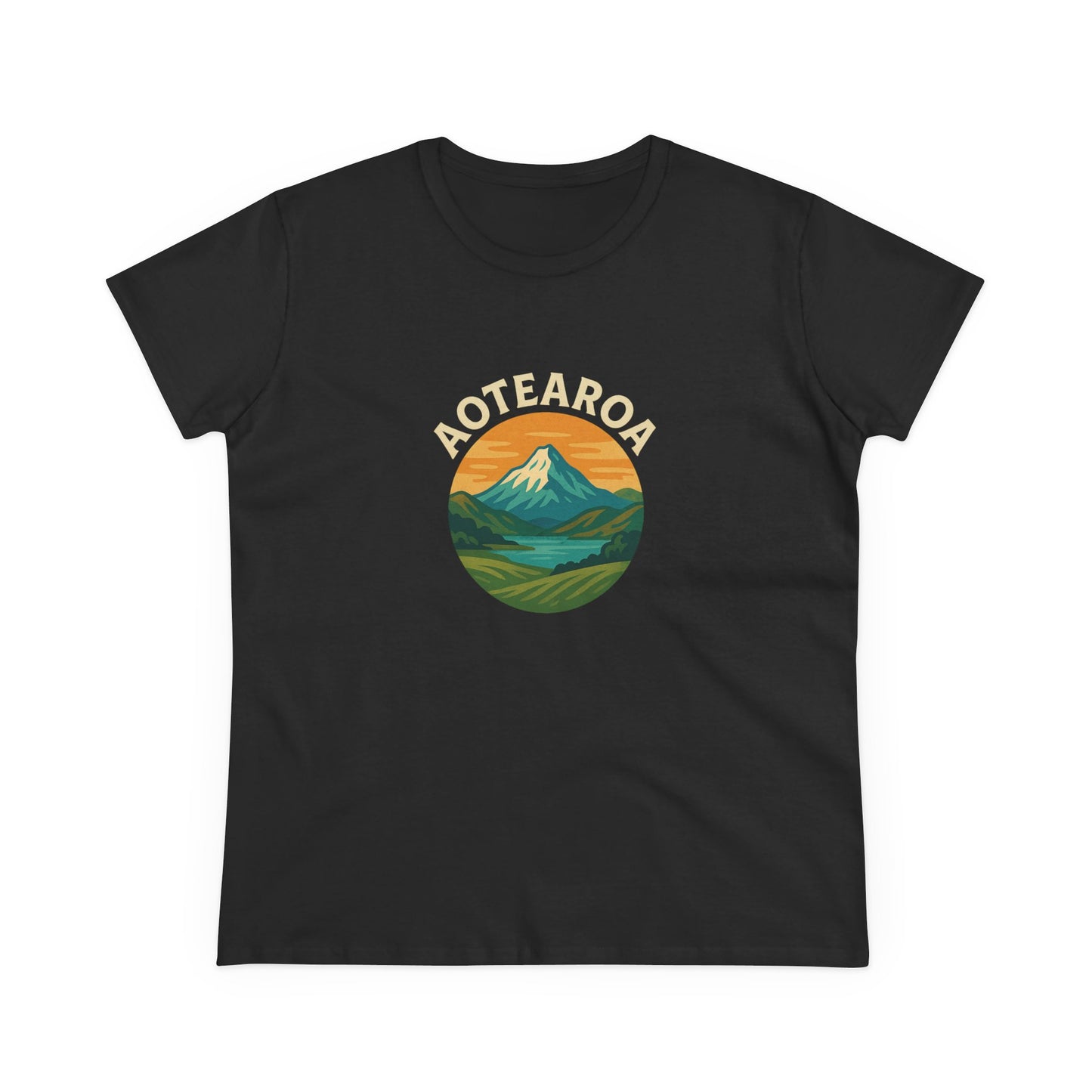 Mountain Landscape Graphic Tee, Aotearoa Shirt, Nature Lover Gift, Casual T-Shirt, Summer Staple, Eco-Friendly Apparel