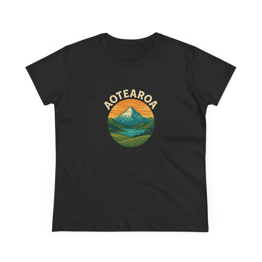 Mountain Landscape Graphic Tee, Aotearoa Shirt, Nature Lover Gift, Casual T-Shirt, Summer Staple, Eco-Friendly Apparel