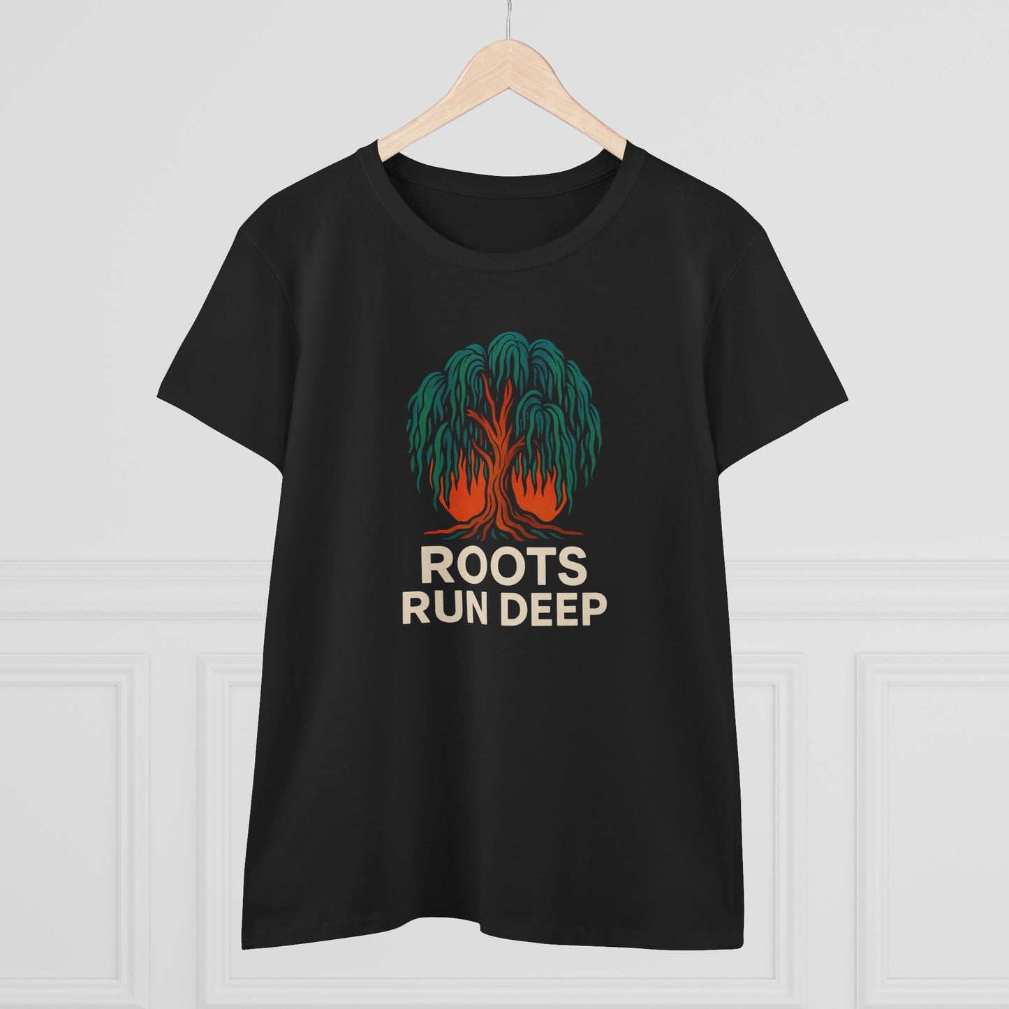 Roots Run Deep Women's Midweight Cotton Tee, Nature Lover Shirt, Gift for Her, Outdoorsy Style, Casual Everyday Wear