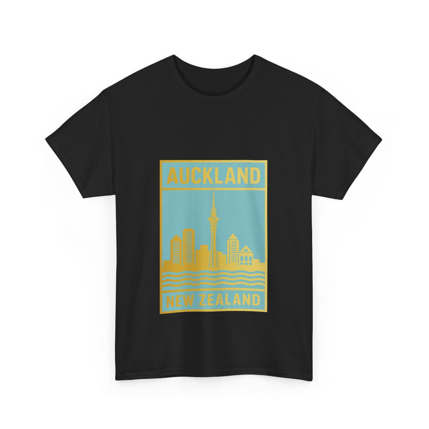 Auckland Skyline Unisex Heavy Cotton Tee - New Zealand Souvenir Travel Shirt