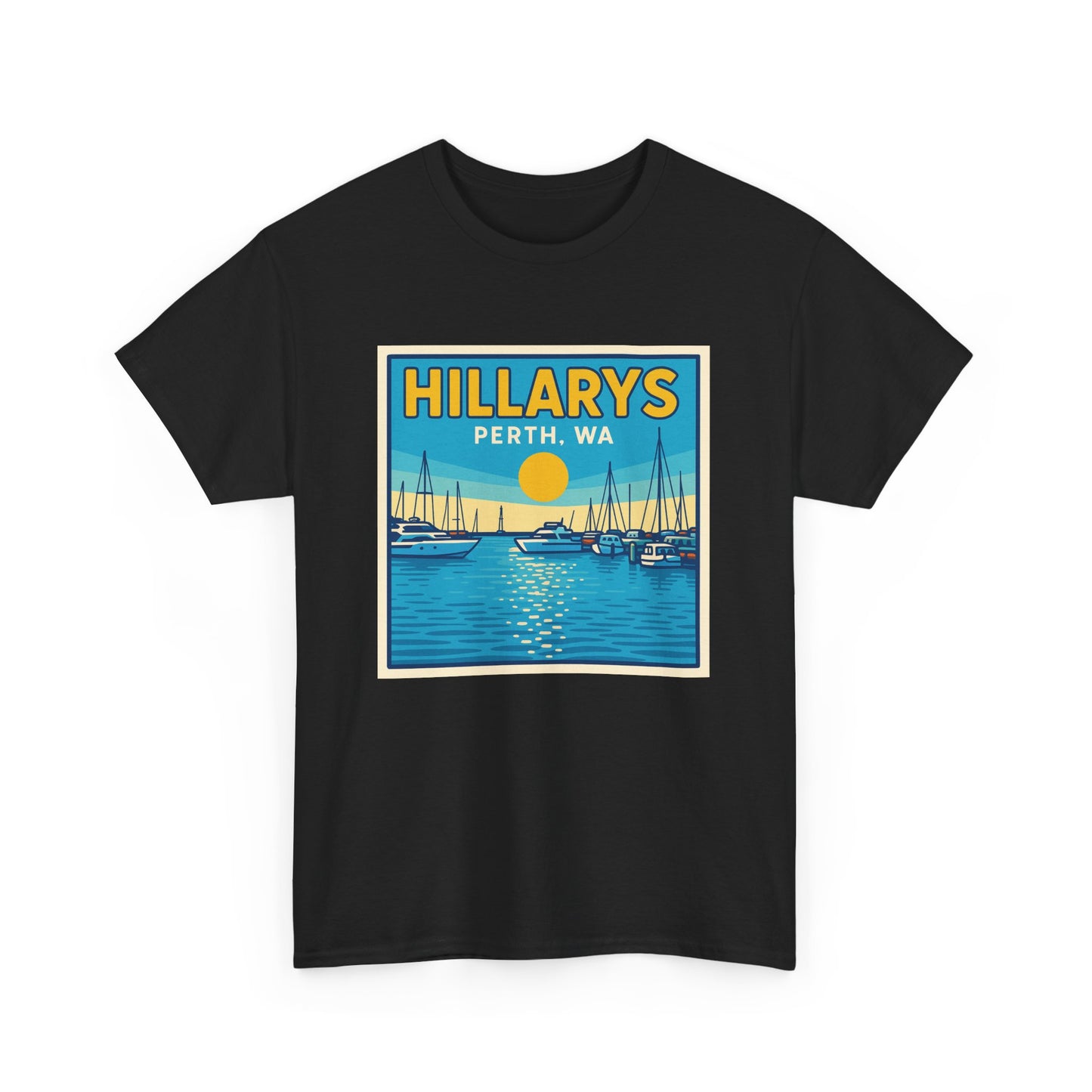 Retro Perth Harbour Unisex Heavy Cotton Tee, Summer Vibes, Beachwear, Travel Gift, Casual Style, Graphic Tee