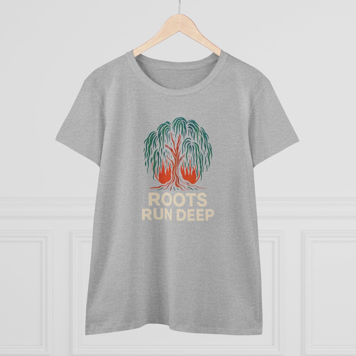 Roots Run Deep Women's Midweight Cotton Tee, Nature Lover Shirt, Gift for Her, Outdoorsy Style, Casual Everyday Wear