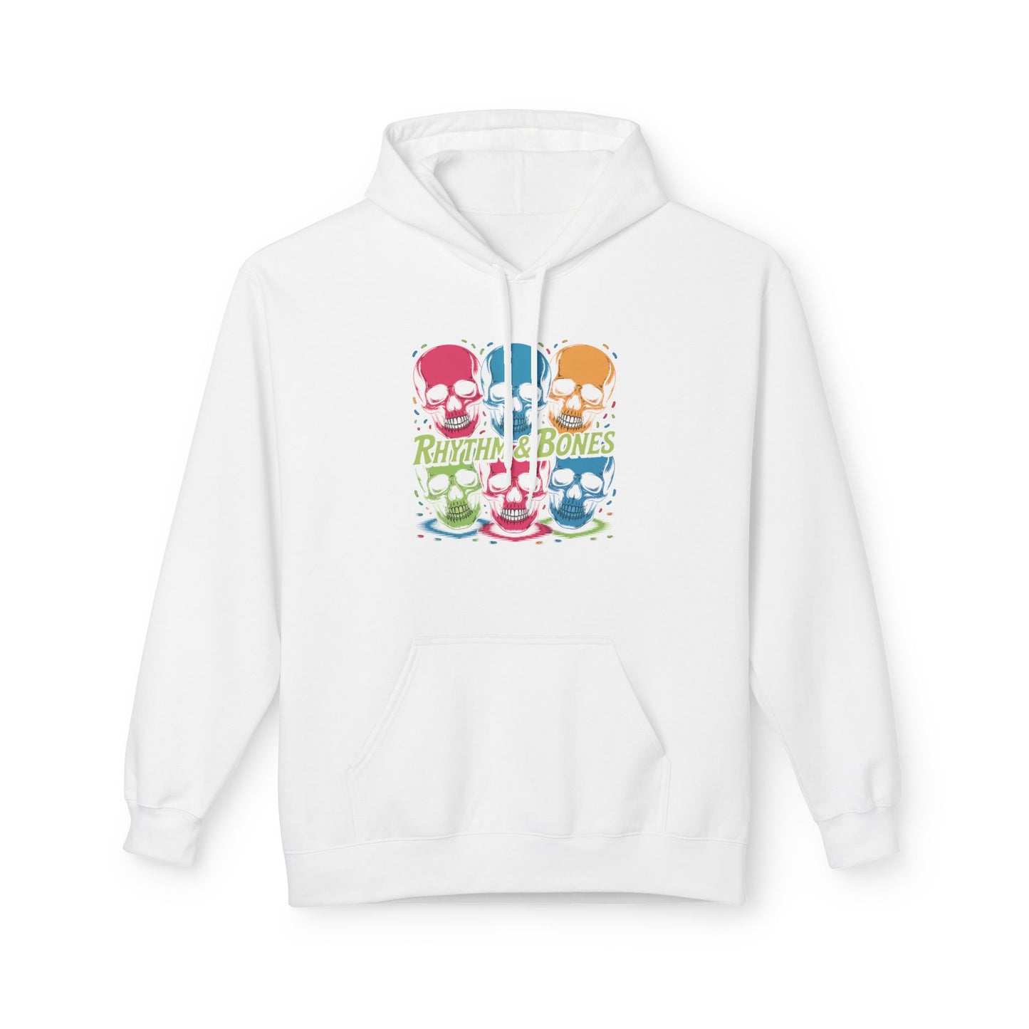 Colorful Skull Hoodie - Unisex Midweight Fleece, Halloween, Festival Wear, Music Lover Gift, Casual Streetwear