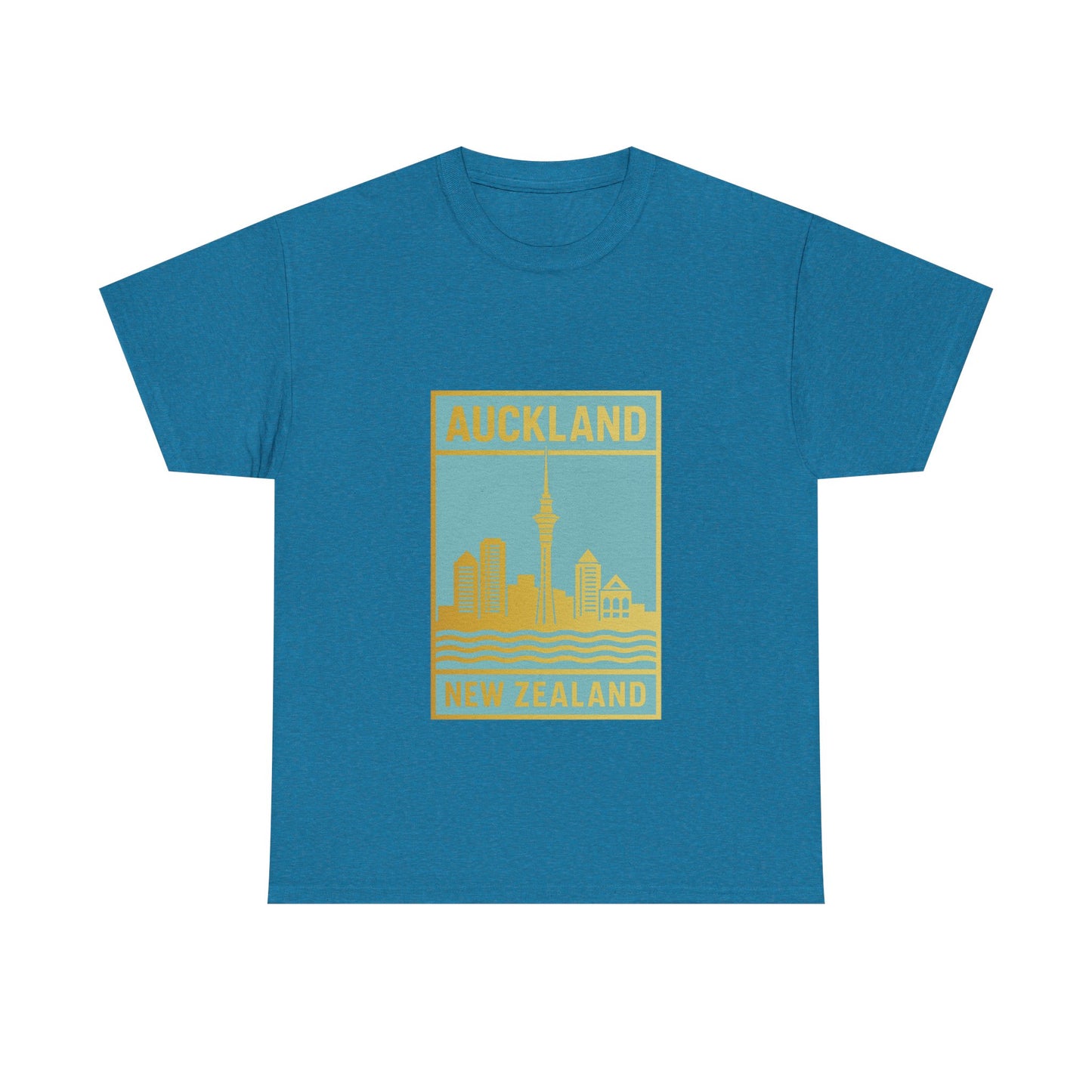 Auckland Skyline Unisex Heavy Cotton Tee - New Zealand Souvenir Travel Shirt