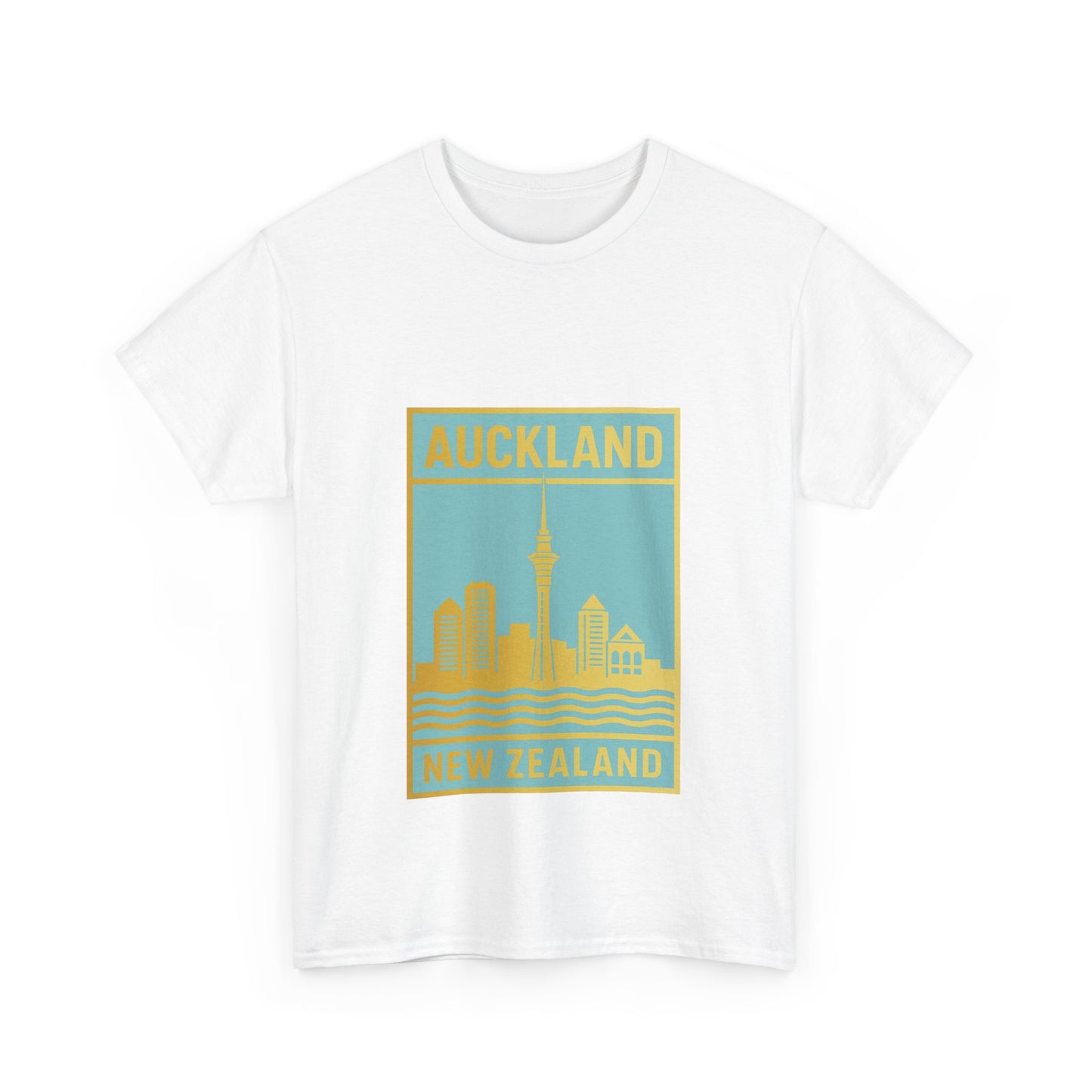 Auckland Skyline Unisex Heavy Cotton Tee - New Zealand Souvenir Travel Shirt