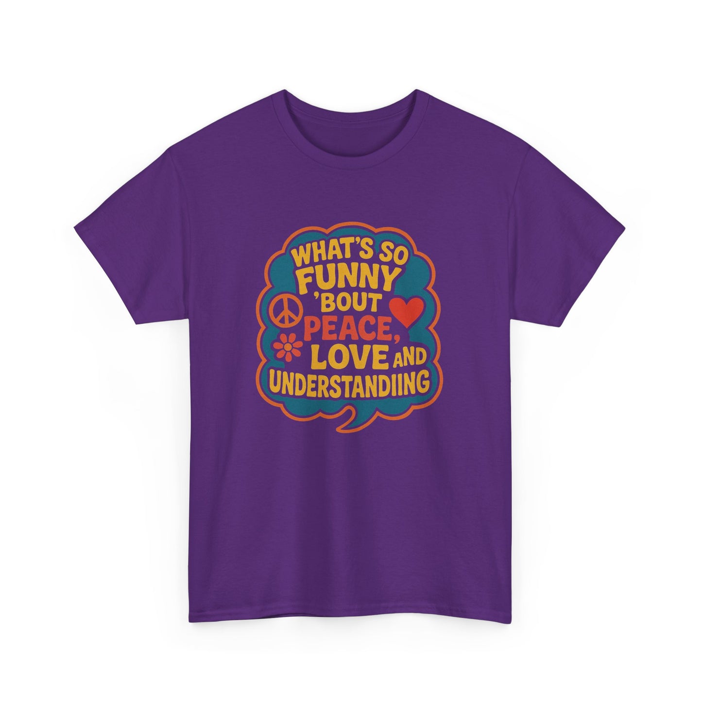 Funny Peace and Love Tee, Unisex Heavy Cotton T-Shirt, Gift for Music Lovers, Casual Wear, Summer Festival Shirt, Great for Gifts