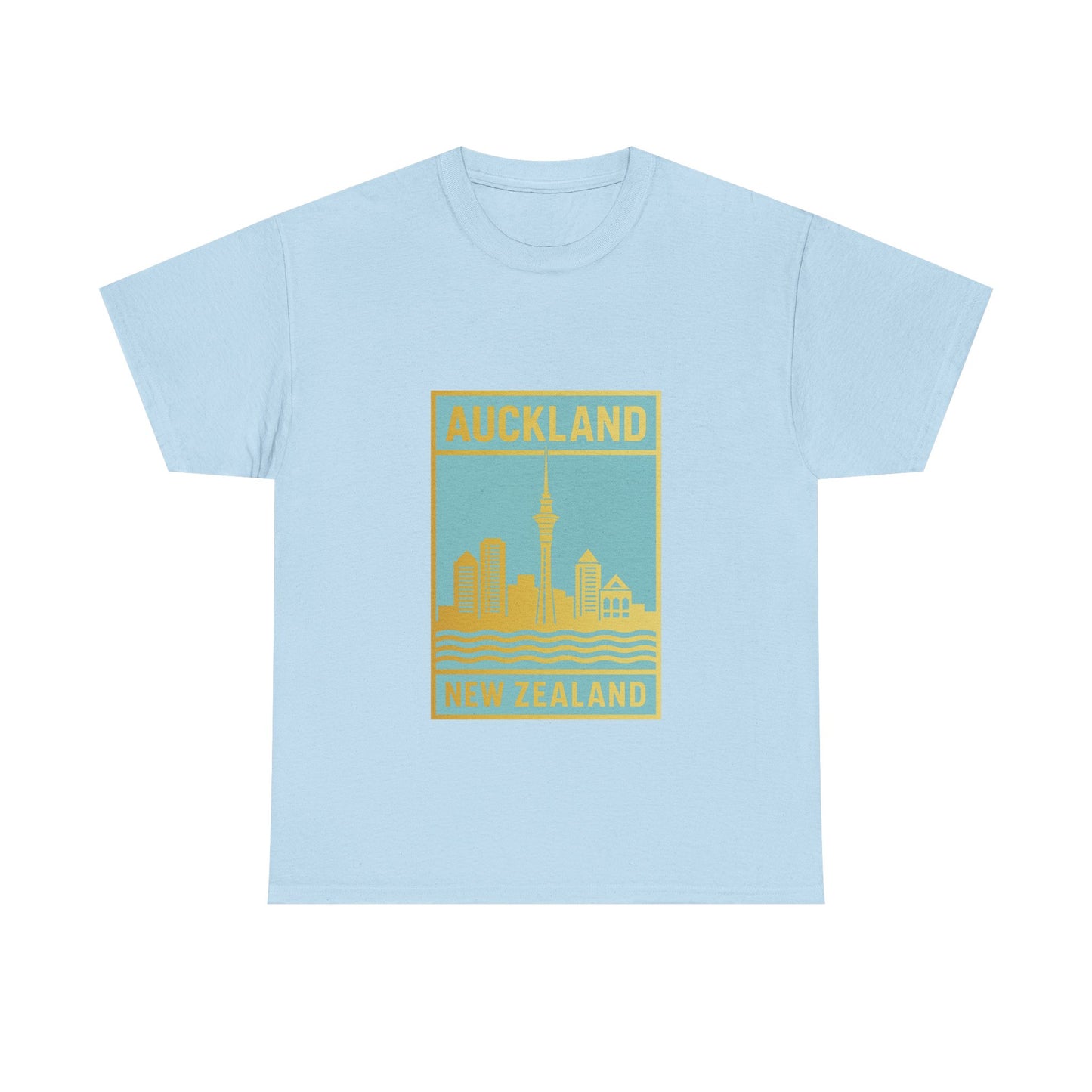 Auckland Skyline Unisex Heavy Cotton Tee - New Zealand Souvenir Travel Shirt