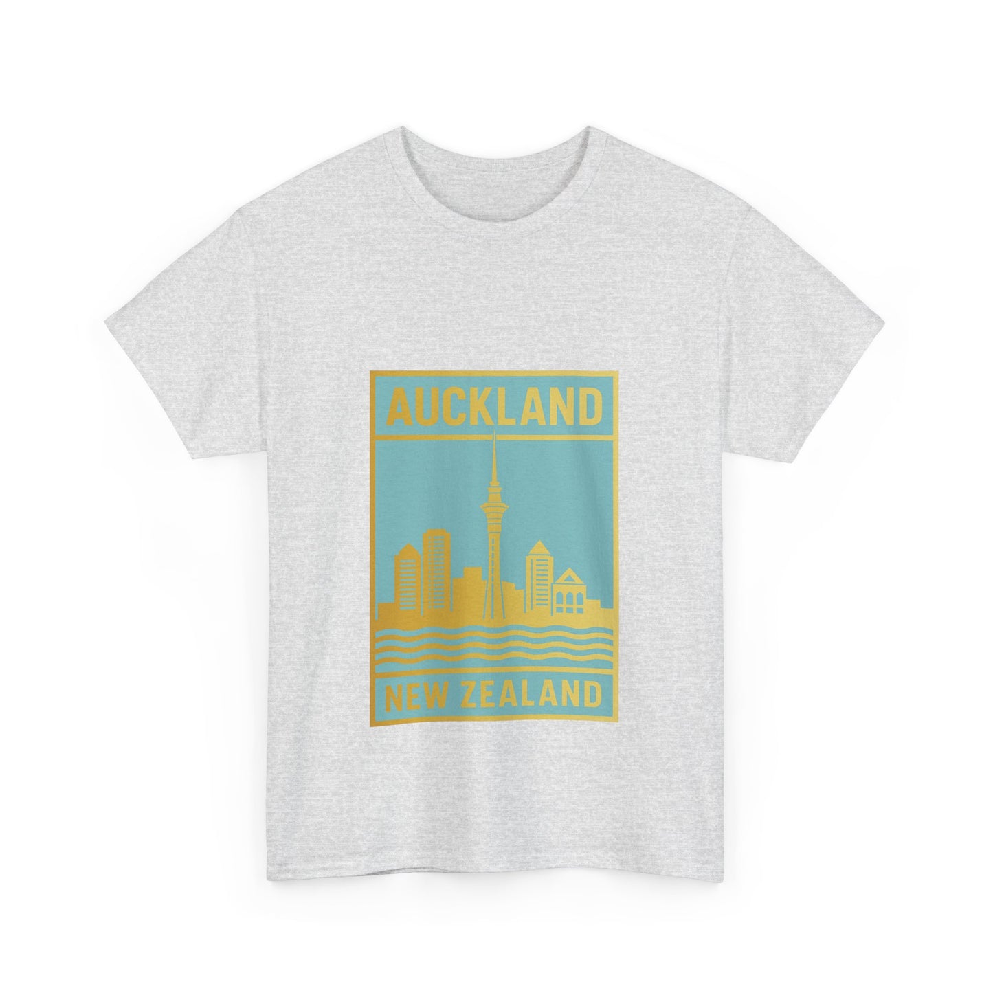 Auckland Skyline Unisex Heavy Cotton Tee - New Zealand Souvenir Travel Shirt