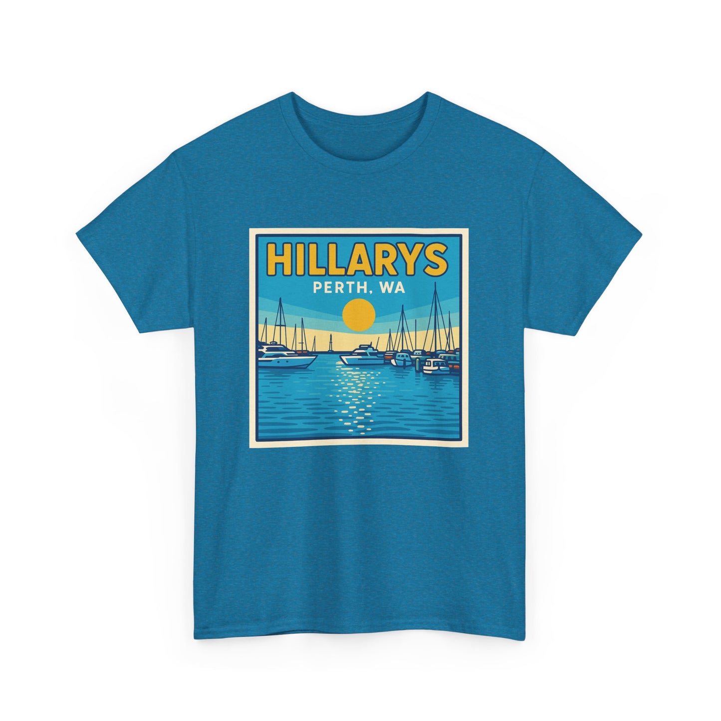 Retro Perth Harbour Unisex Heavy Cotton Tee, Summer Vibes, Beachwear, Travel Gift, Casual Style, Graphic Tee