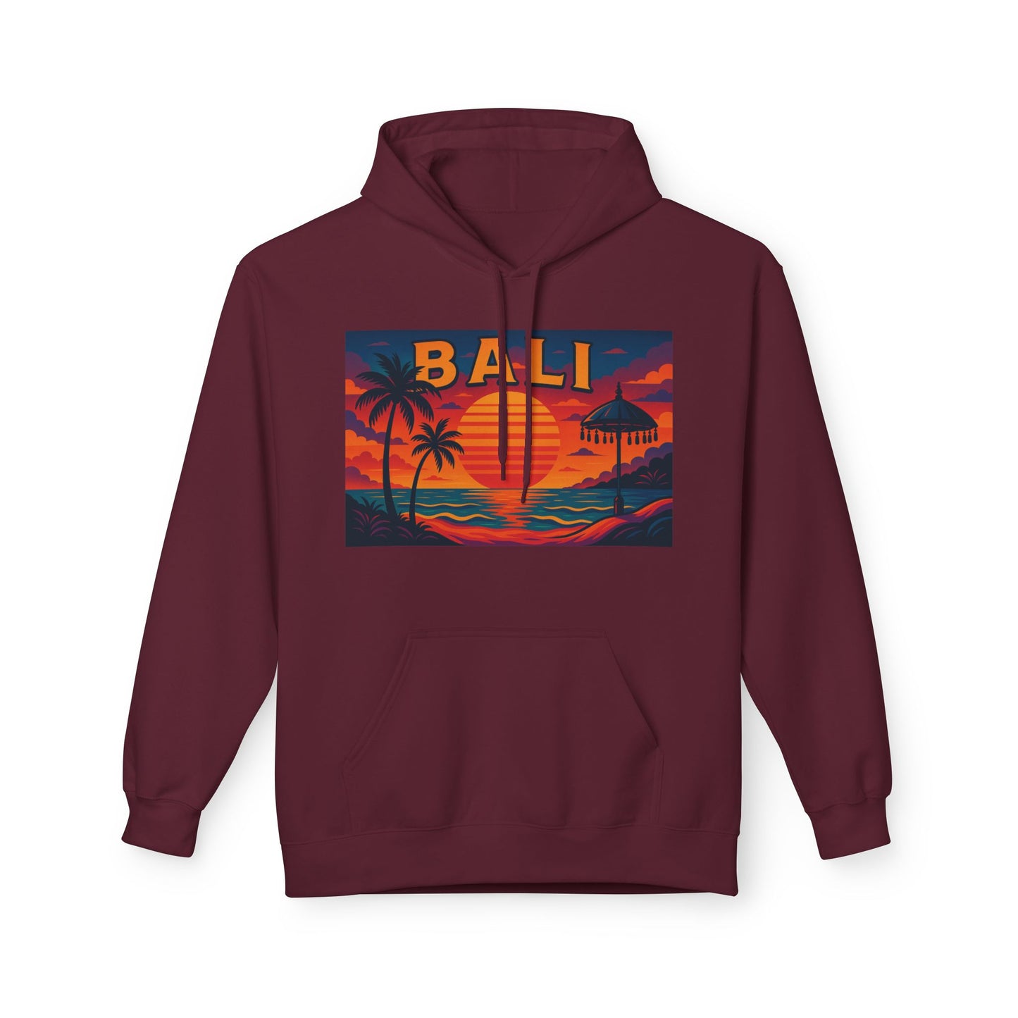 Bali Sunset Hoodie - Unisex Midweight Fleece, Travel Gift, Vacation Style, Beach Vibes Apparel, Perfect for Summer Evenings