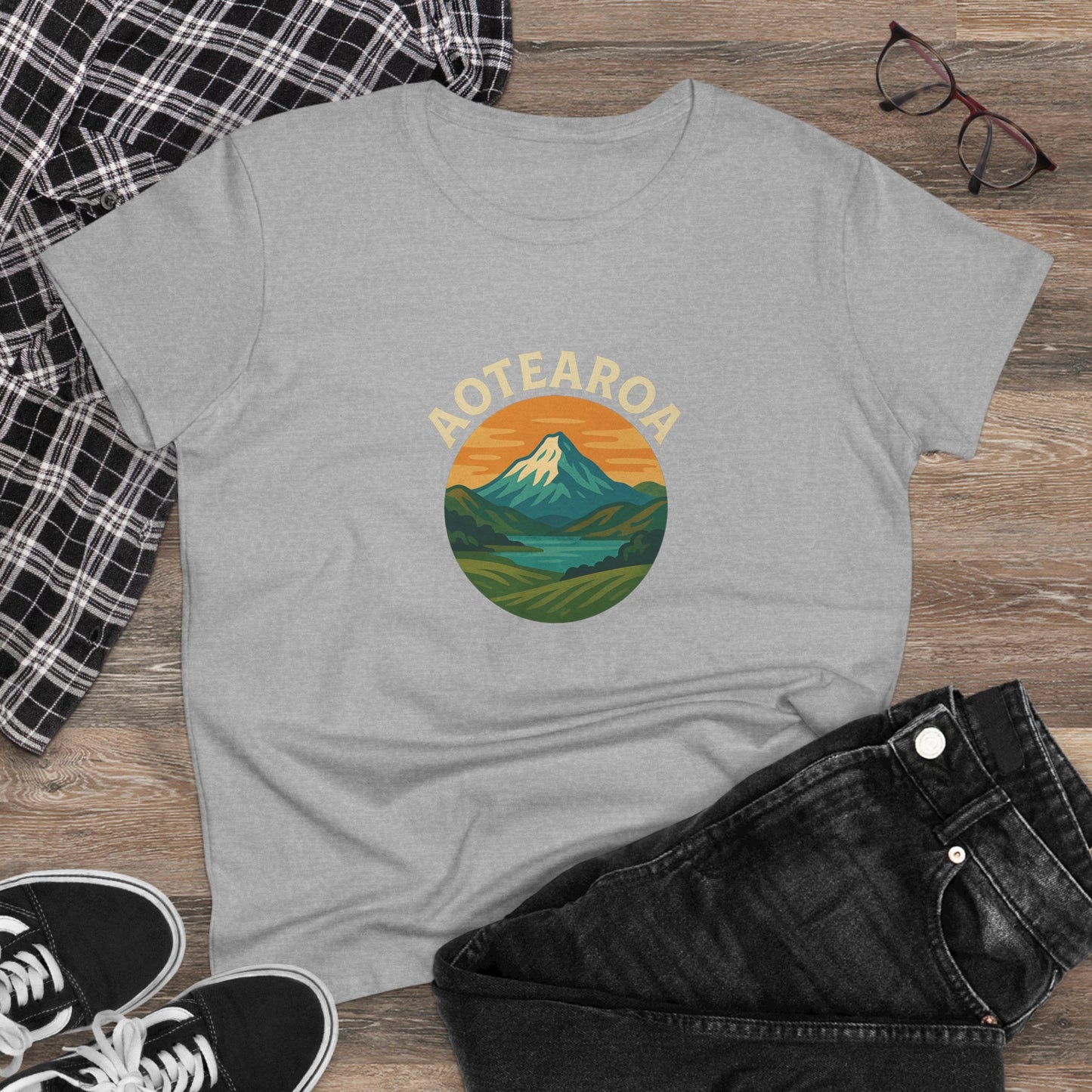 Mountain Landscape Graphic Tee, Aotearoa Shirt, Nature Lover Gift, Casual T-Shirt, Summer Staple, Eco-Friendly Apparel