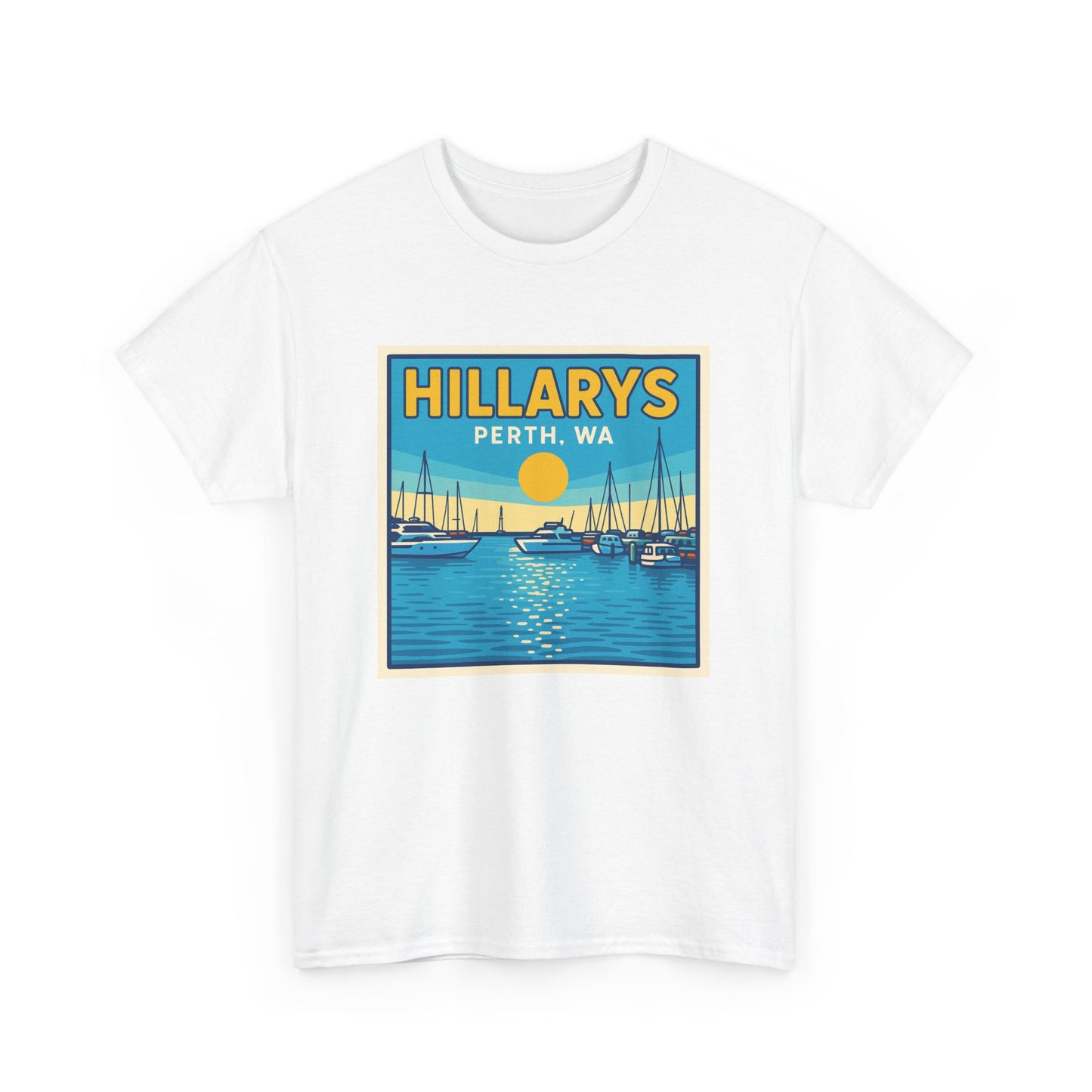 Retro Perth Harbour Unisex Heavy Cotton Tee, Summer Vibes, Beachwear, Travel Gift, Casual Style, Graphic Tee