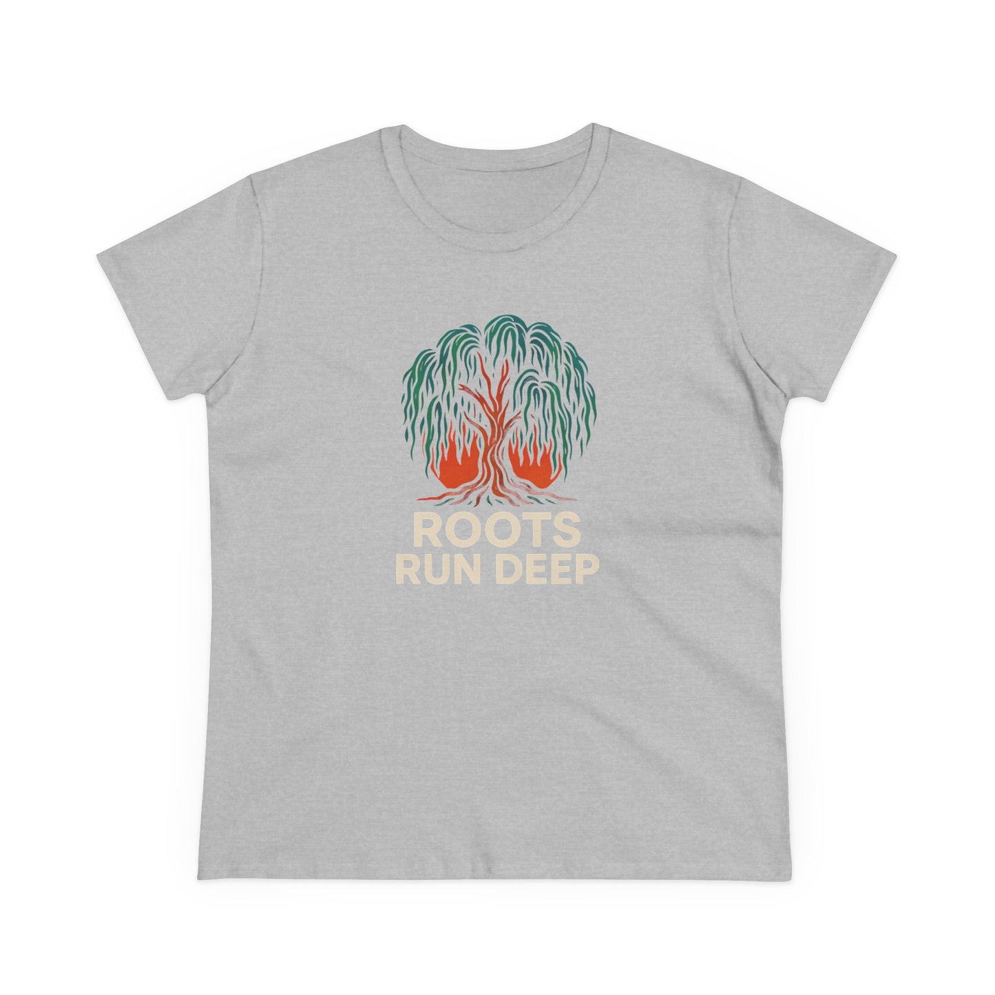 Roots Run Deep Women's Midweight Cotton Tee, Nature Lover Shirt, Gift for Her, Outdoorsy Style, Casual Everyday Wear