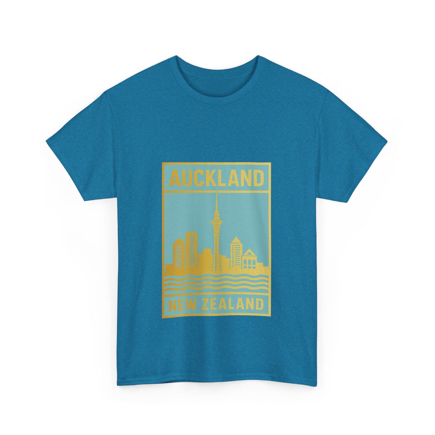 Auckland Skyline Unisex Heavy Cotton Tee - New Zealand Souvenir Travel Shirt