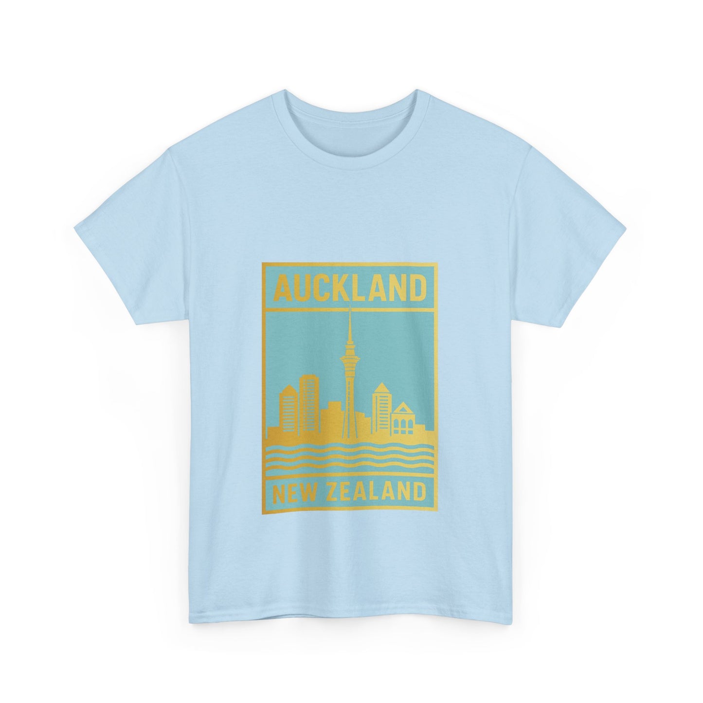 Auckland Skyline Unisex Heavy Cotton Tee - New Zealand Souvenir Travel Shirt