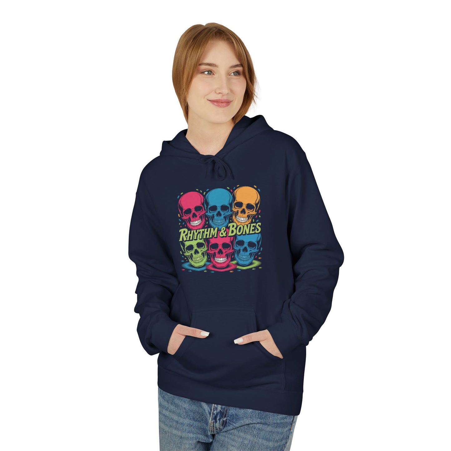 Colorful Skull Hoodie - Unisex Midweight Fleece, Halloween, Festival Wear, Music Lover Gift, Casual Streetwear