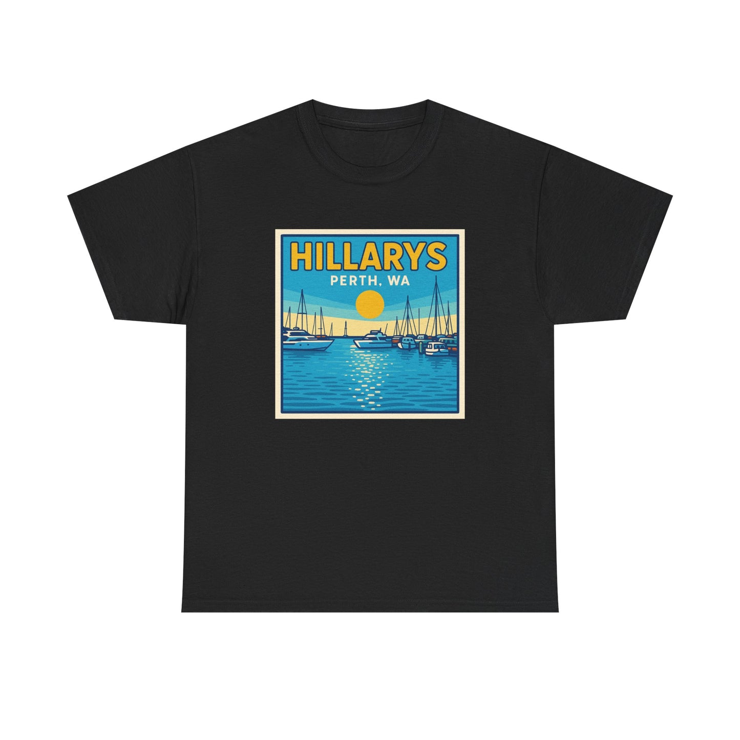 Retro Perth Harbour Unisex Heavy Cotton Tee, Summer Vibes, Beachwear, Travel Gift, Casual Style, Graphic Tee