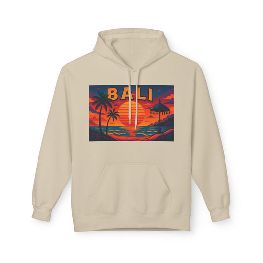 Bali Sunset Hoodie - Unisex Midweight Fleece, Travel Gift, Vacation Style, Beach Vibes Apparel, Perfect for Summer Evenings